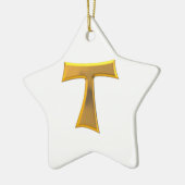 Golden 3-D Kijk Franciscan Tau Cross Keramisch Ornament (Links)