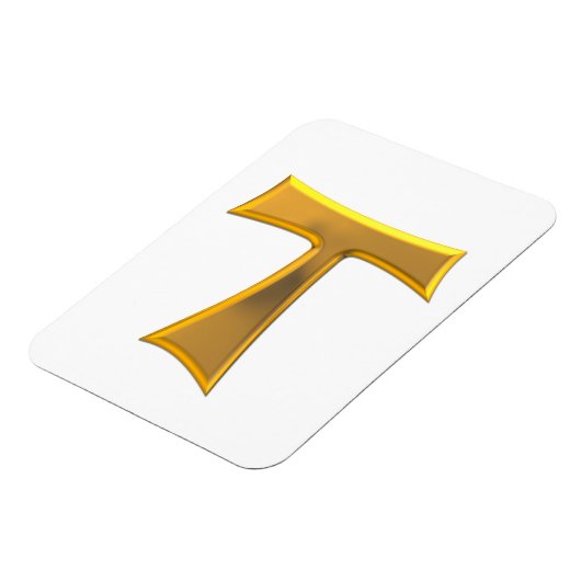 Golden 3-D Kijk Franciscan Tau Cross Magneet (Linkerzijde)