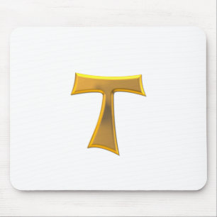 Golden 3-D Kijk Franciscan Tau Cross Muismat