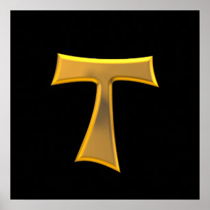 Golden 3-D Kijk Franciscan Tau Cross Poster