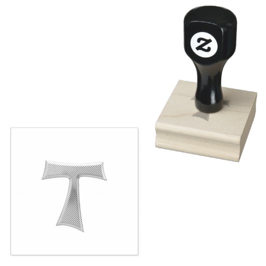 Golden 3-D Kijk Franciscan Tau Cross Rubberstempel (Gestempeld)