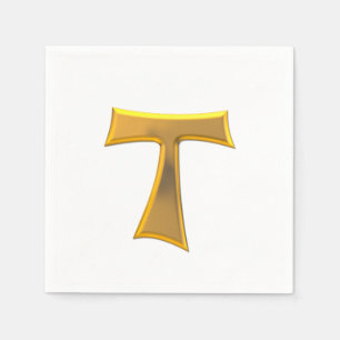 Golden 3-D Kijk Franciscan Tau Cross Servet