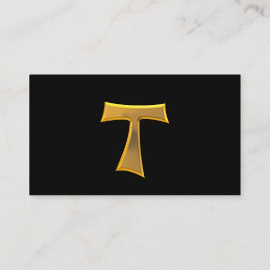 Golden 3-D Kijk Franciscan Tau Cross Visitekaartje (Achterkant)