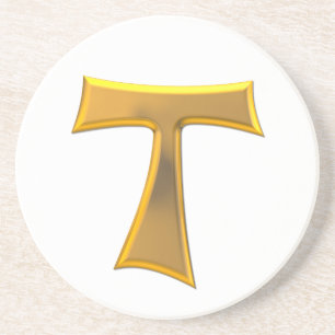 Golden 3-D Kijk Franciscan Tau Cross Zandsteen Onderzetter