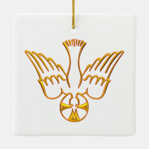 Golden 3-D: Kijk naar de Heilige Geest Keramisch Ornament