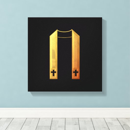 Golden "3-D" Liturgical Stole Canvas Afdruk (Insitu (Houten vloer))