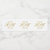 Golden 3-D look 2018 Water flesje Sjabloon Waterfles Etiket (Enkel label)