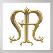 Golden "3-D" Maagd Mary Symbol Poster (Voorkant)