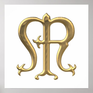 Golden "3-D" Maagd Mary Symbol Poster
