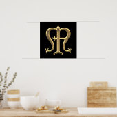 Golden "3-D" Maagd Mary Symbol Poster (Keuken)