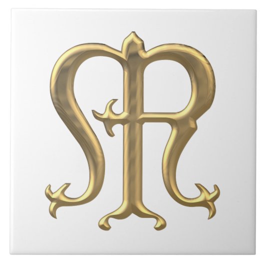 Golden "3-D" Maagd Mary Symbol Tegeltje (Voorkant)