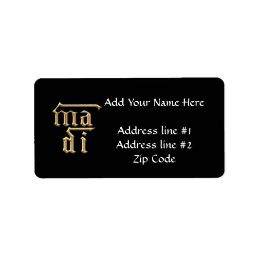 Golden "3-D" Moeder van God (Ma Di)-symbool Etiket (Voorkant)