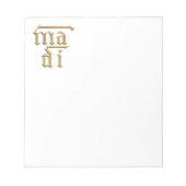 Golden "3-D" Moeder van God (Ma Di)-symbool Notitieblok (Voorkant)