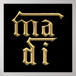 Golden "3-D" Moeder van God (Ma Di)-symbool Poster