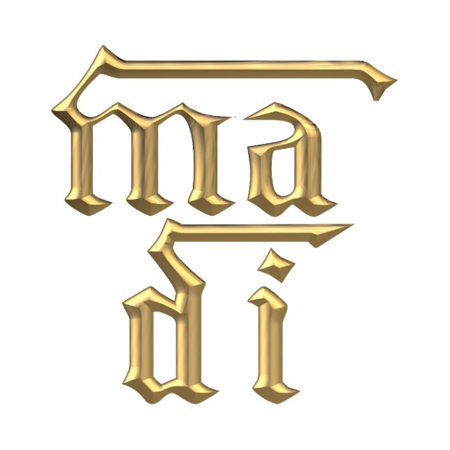 Golden "3-D" Moeder van God (Ma Di)-symbool Staand Fotobeeldje (Voorkant)