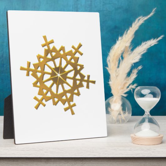 Golden "3-D" Snowflake Fotoplaat (Zijkant)