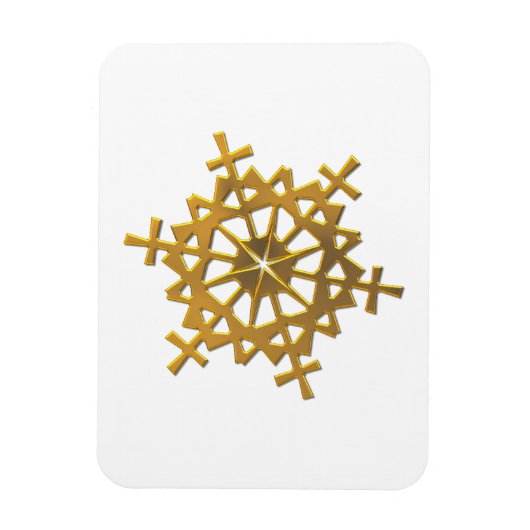 Golden "3-D" Snowflake Magneet (Verticaal)