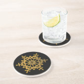 Golden "3-D" Snowflake Zandsteen Onderzetter (Zijkant)