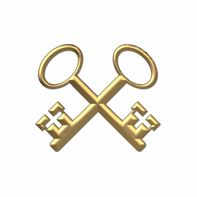 Golden "3-D" St. Peter's Keys Staand Fotobeeldje (Voorkant)