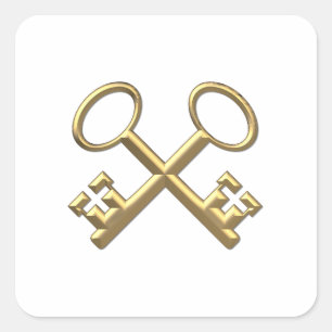 Golden "3-D" St. Peter's Keys Vierkante Sticker
