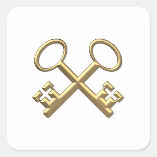 Golden "3-D" St. Peter's Keys Vierkante Sticker (Voorkant)