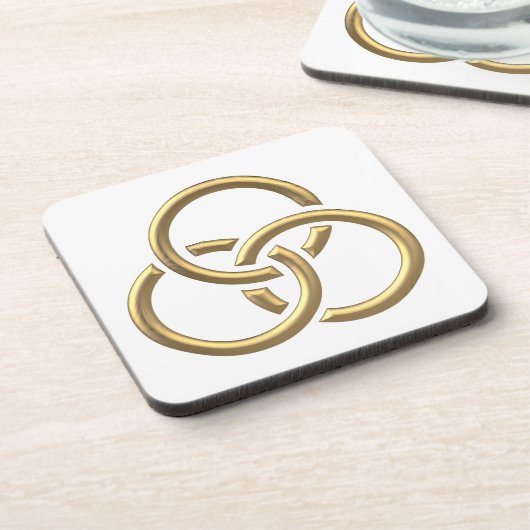 Golden "3-D" Trinity Rings Drankjes Onderzetter (Linkerzijde)