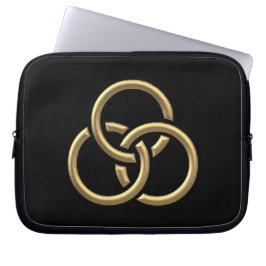 Golden "3-D" Trinity Rings Laptop Sleeve