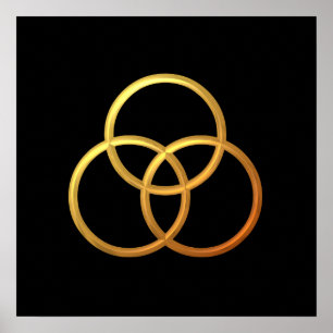 Golden "3-D" Trinity Symbol Poster