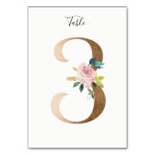 Golden 3 Floral Tafelnummer Kaart (Achterkant)