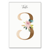Golden 3 Floral Tafelnummer Kaart (Voorkant)