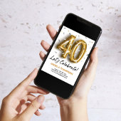 Golden 40 Years Birthday Invitation Kaart