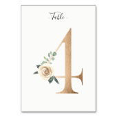 Golden 4 Floral Tafelnummer Kaart (Achterkant)