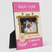 Golden 50 jaar jubileum voegt foto roze toe fotoplaat (Zijkant)