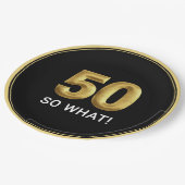 Golden 50 So What Funny Birthday Party Papieren Bordje (Gekanteld)
