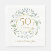 Golden 50 Wedding Jubileum Laurel Greenery Servet (Voorkant)