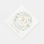 Golden 50 Wedding Jubileum Laurel Greenery Servet (Hoek)