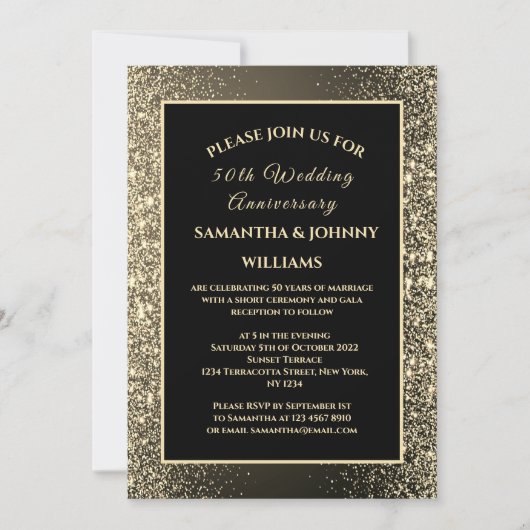 Golden 50e bruiloft Jubileum Foto Goud Kaart (Voorkant)