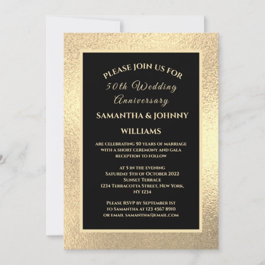 Golden 50e bruiloft Jubileum Foto Goud Kaart (Voorkant)