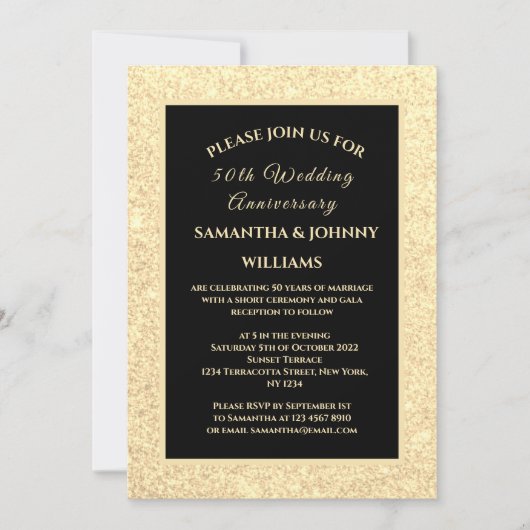 Golden 50e bruiloft Jubileum Foto Goud Kaart (Voorkant)