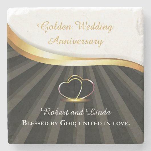 Golden 50e bruiloft religieus Jubileum Stenen Onderzetter (Voorkant)