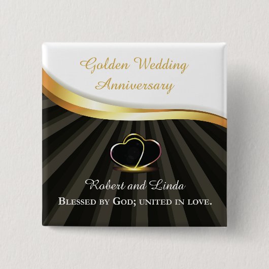 Golden 50e bruiloft religieus Jubileum Vierkante Button 5,1 Cm (Voorkant)