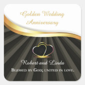 Golden 50e bruiloft religieus Jubileum Vierkante Sticker (Voorkant)