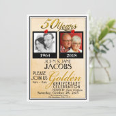 Golden 50e Jubileum Uitnodiging met enveloppen (Staand voorkant)