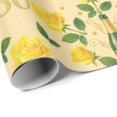 Golden 50e Jubileum Yellow Roses Wrapping Pape Cadeaupapier (Rol Hoek)