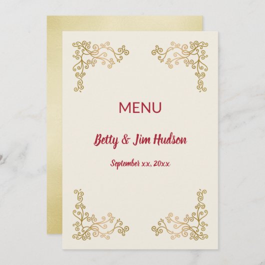 Golden - 50e - Menu Ontvangst Jubileum (Voorkant / Achterkant)