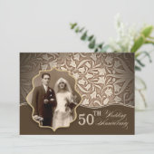 golden 50e trouwdag fotouitnodigingen kaart (Staand voorkant)