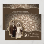 golden 50e trouwdag fotouitnodigingen kaart (Voorkant / Achterkant)