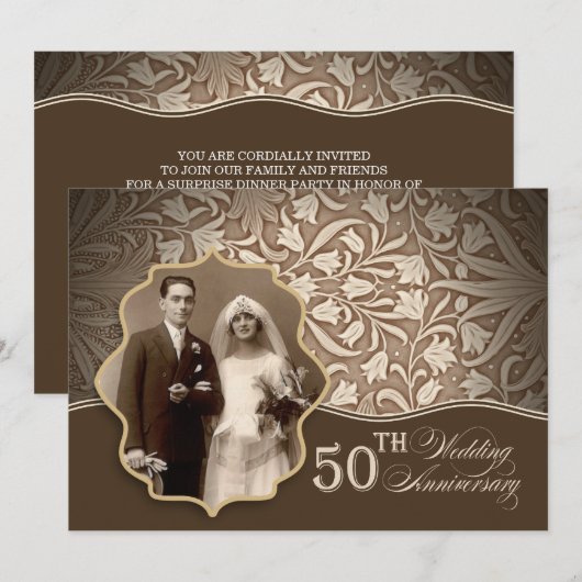 golden 50e trouwdag fotouitnodigingen kaart (Voorkant / Achterkant)