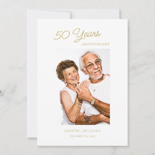 Golden 50ste Jubileum Uitnodigingen met Roos (Voorkant)