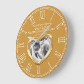 Golden 50ste trouwdag aangepast fotohart grote klok (Hoek)